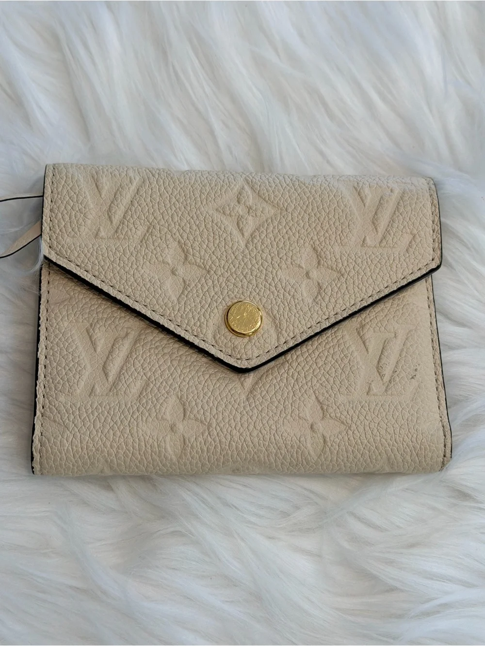 Louis Vuitton Beige Embossed Leather Small Envelope Wallet